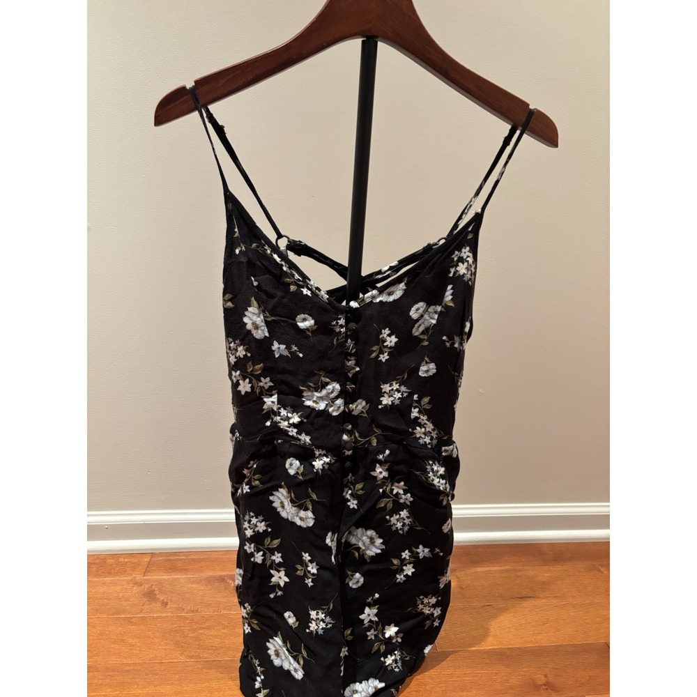 American Eagle Outfitters Women's XS Floral Mini Dress Black‎ Spaghetti Strap